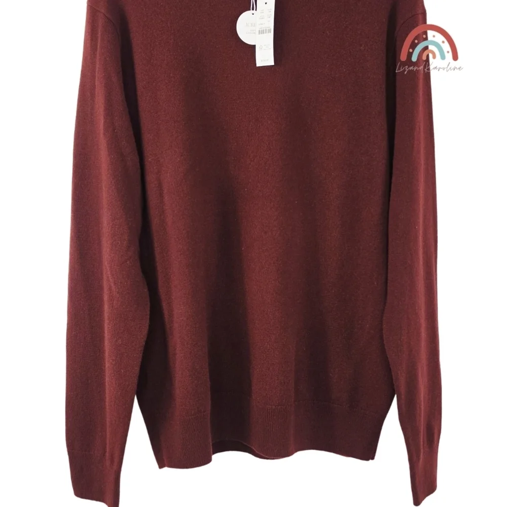 New! J. Crew Cashmere Crewneck Sweater in Port Wine
